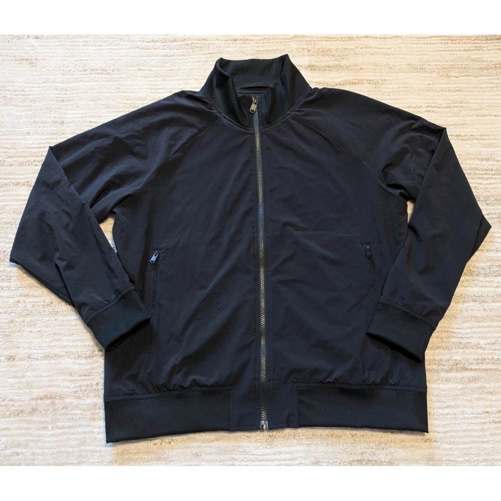 Athleta Brooklyn Bomber Jacket Womens Sz XL Black Full Zip Sporty Athleisure